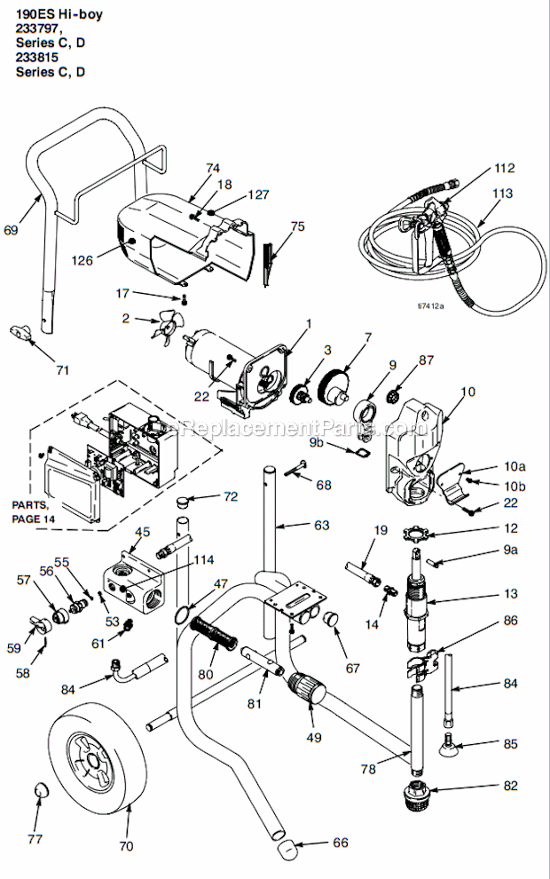 190Es_Hi-Boy_233797_Series_A--B Diagram and Parts List for 233797  Graco Sprayer