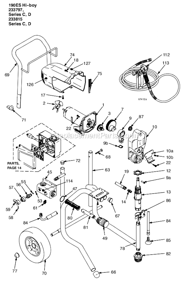 190Es_Hi-Boy_233815_Series_A--B Diagram and Parts List for 233815  Graco Sprayer