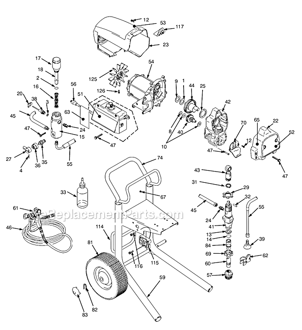 Page A Diagram and Parts List for 249919 Series A and B Graco Sprayer