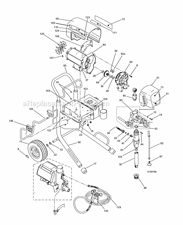 Main Assembly Diagram and Parts List for 258763 Hi-Boy Graco Sprayer