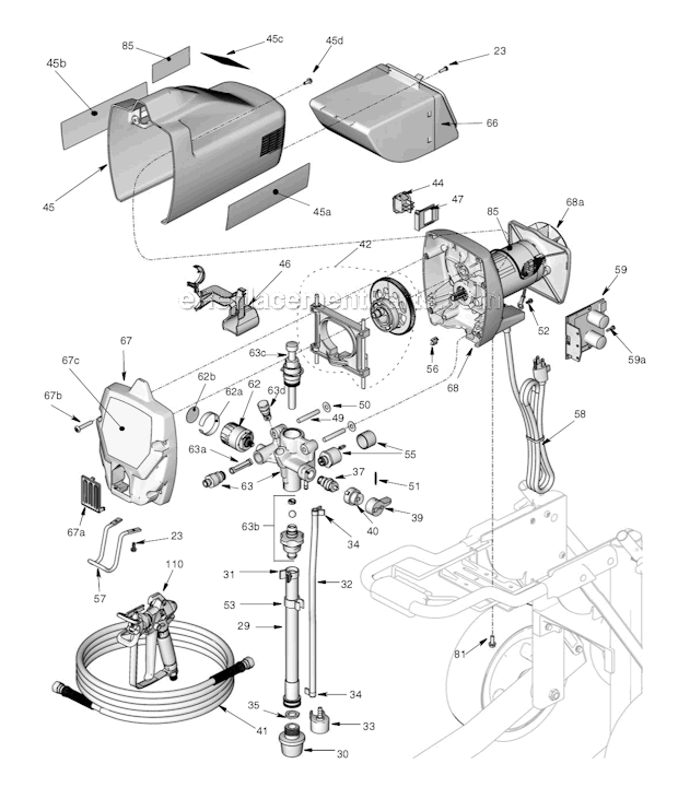 Page A Diagram and Parts List for 261820 Pro X9 Graco Sprayer