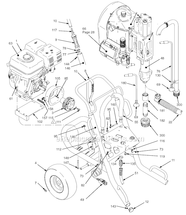 Page A Diagram and Parts List for 300 233650 Graco Sprayer