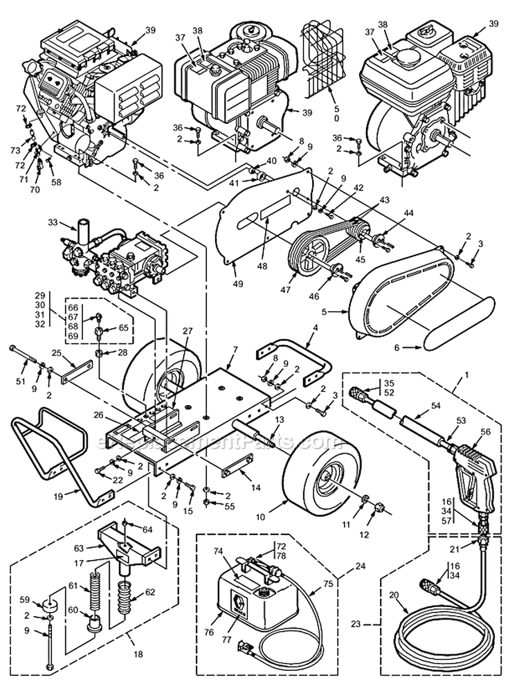 Page A Diagram and Parts List for 3040 800-631 Graco Pressure Washer