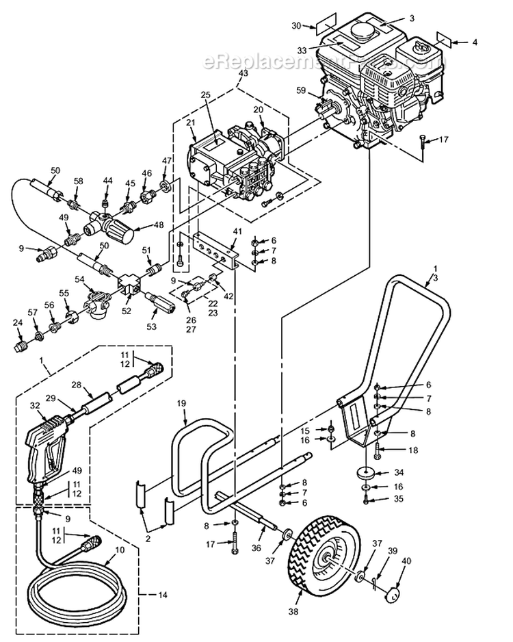 Page A Diagram and Parts List for 3515 800-558 Graco Pressure Washer
