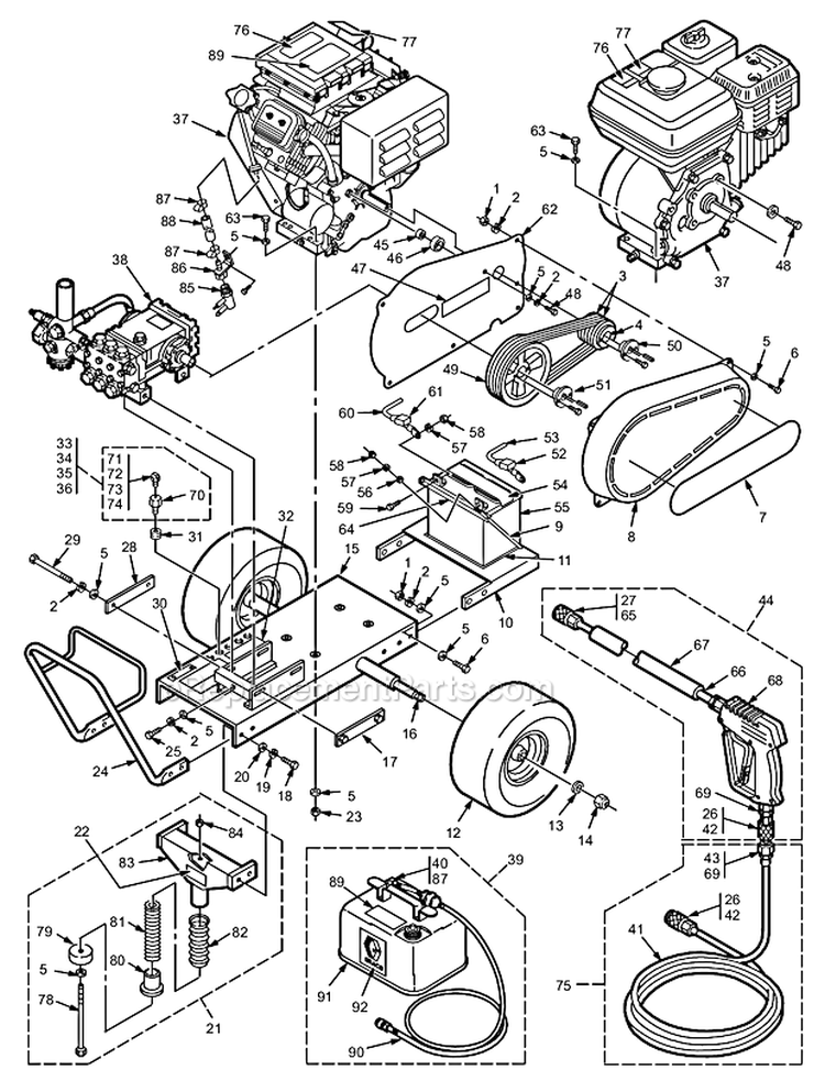 Page A Diagram and Parts List for 3540 800-635 Graco Pressure Washer