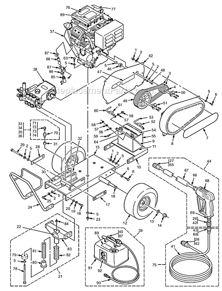 Page A Diagram and Parts List for 3540 800-706 Graco Pressure Washer