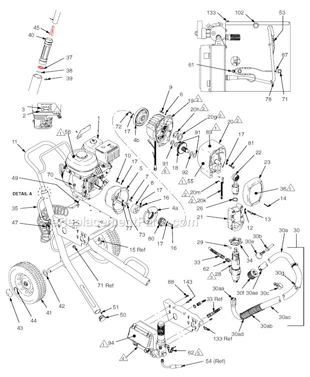 Page A Diagram and Parts List for 3900 233700 Graco Sprayer