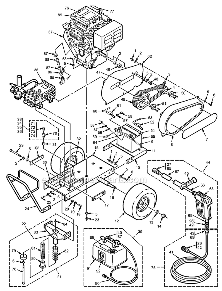 Page A Diagram and Parts List for 4043 800-637 Graco Pressure Washer