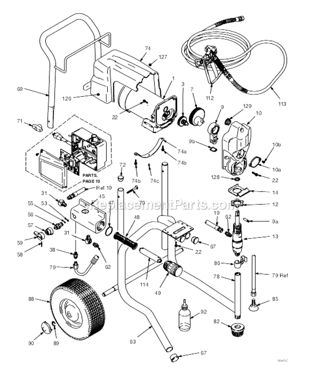 232932 Diagram and Parts List for 455  Graco Sprayer