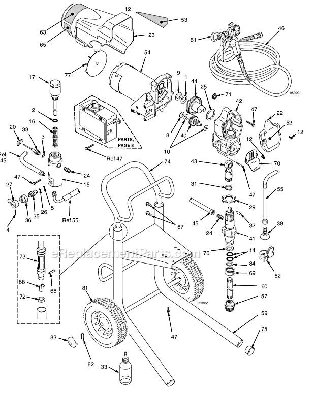 Page A Diagram and Parts List for 495 233982 Graco Sprayer