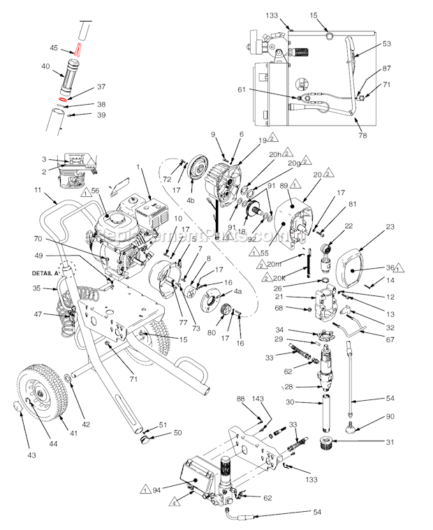 Page A Diagram and Parts List for 5900HD 233716 Graco Sprayer