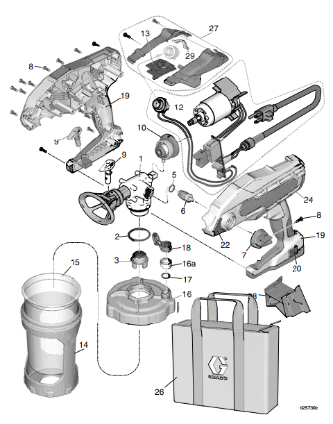 Section_1 Diagram and Parts List for 17D889  Graco Paint Sprayer