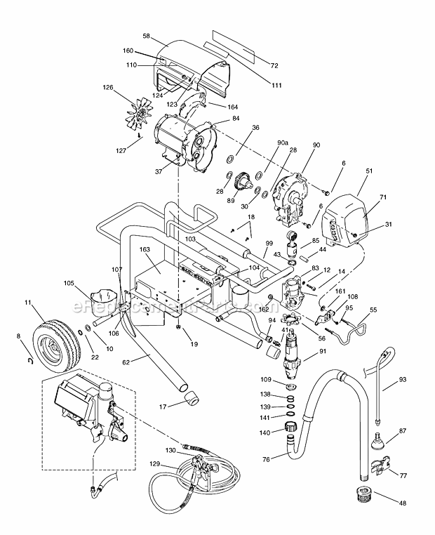 Main Assembly Diagram and Parts List for 795 258879 Graco Sprayer