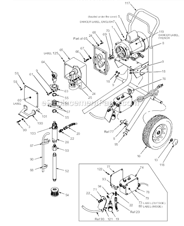 Page A Diagram and Parts List for 820-008  Graco Sprayer