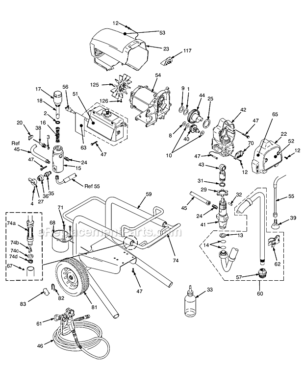 Page A Diagram and Parts List for 825038 Series A Graco Sprayer