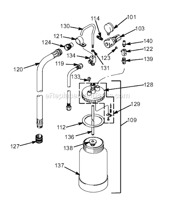 Page C Diagram and Parts List for 826005 Series A Graco Sprayer