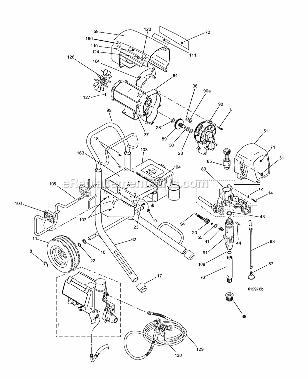 Main Assembly Diagram and Parts List for 826132 Hi-Boy Graco Sprayer