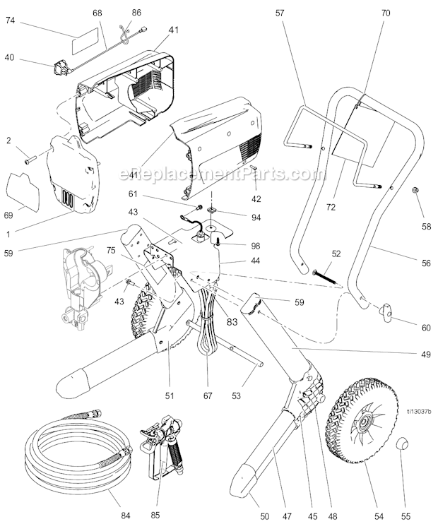 Page B Diagram and Parts List for 826630 A Graco Sprayer