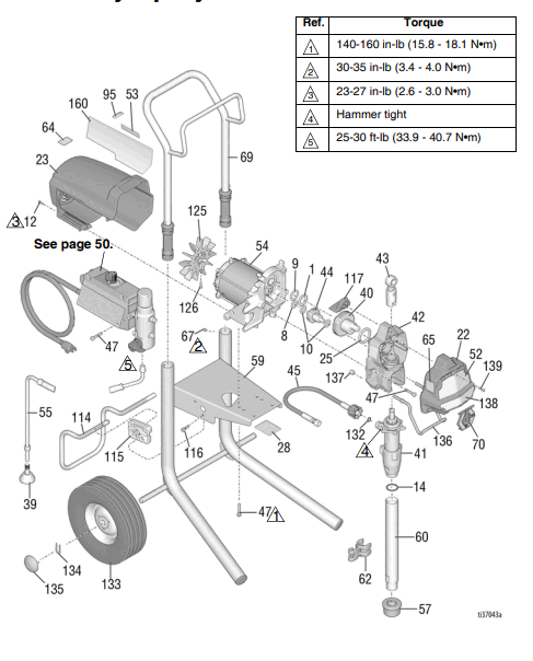 Section_1 Diagram and Parts List for 19Y128  Graco Paint Sprayer