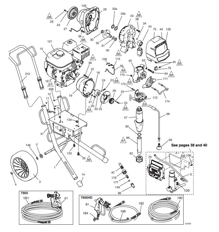 Section_1 Diagram and Parts List for 17E838  Graco Paint Sprayer
