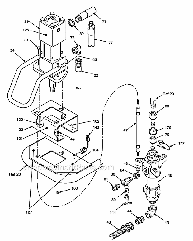 Page B Diagram and Parts List for GH3640 687327 Graco Sprayer