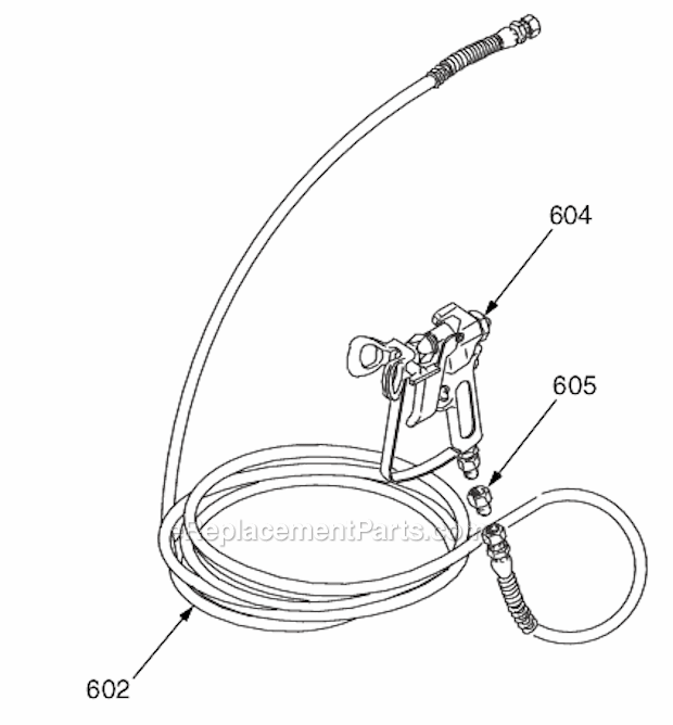 Gun And Hose Diagram and Parts List for 3900 249335 Graco Sprayer