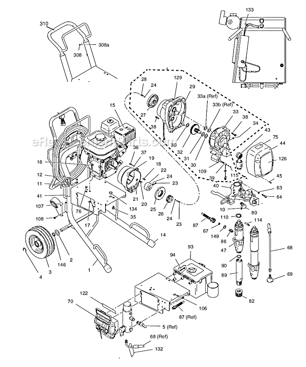 Main Assembly Diagram and Parts List for 7900 248701 Graco Sprayer