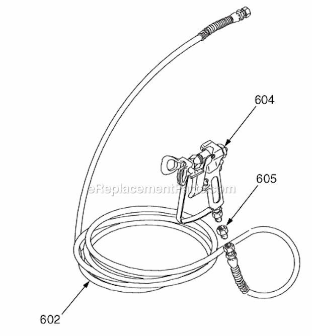Gun And Hose Diagram and Parts List for 7900 258733 Graco Sprayer