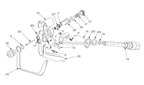 Part Location Diagram of 15A555 Graco Guard, Trigger