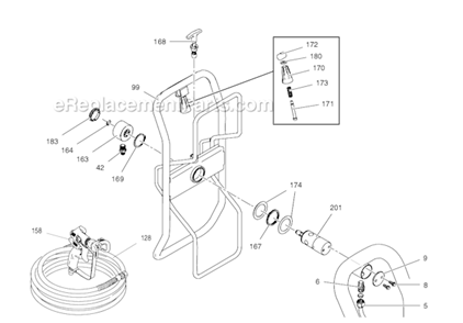 Hose And Gun Diagram and Parts List for 258727 Hi-Boy Graco Sprayer