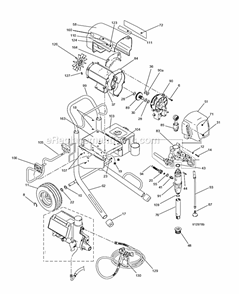 Main Assembly Diagram and Parts List for 258883 Hi-Boy Graco Sprayer