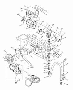 Main Assembly Diagram and Parts List for 695 258874 Graco Sprayer