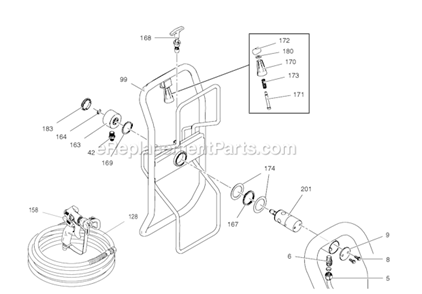 Hose And Gun Diagram and Parts List for 695 258876 Graco Sprayer