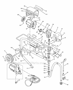 Main Assembly Diagram and Parts List for 695 826127 Graco Sprayer