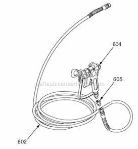 Gun And Hose Diagram and Parts List for 7900 258733 Graco Sprayer