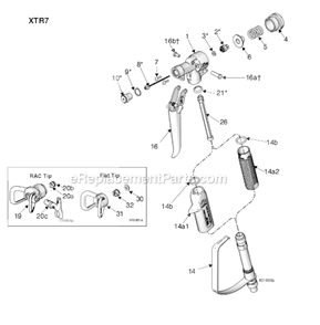 Page A Diagram and Parts List for XTR7  Graco Sprayer