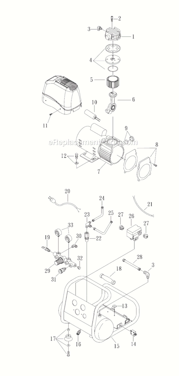 Page A Diagram and Parts List for GR100  Grip-Rite Compressor