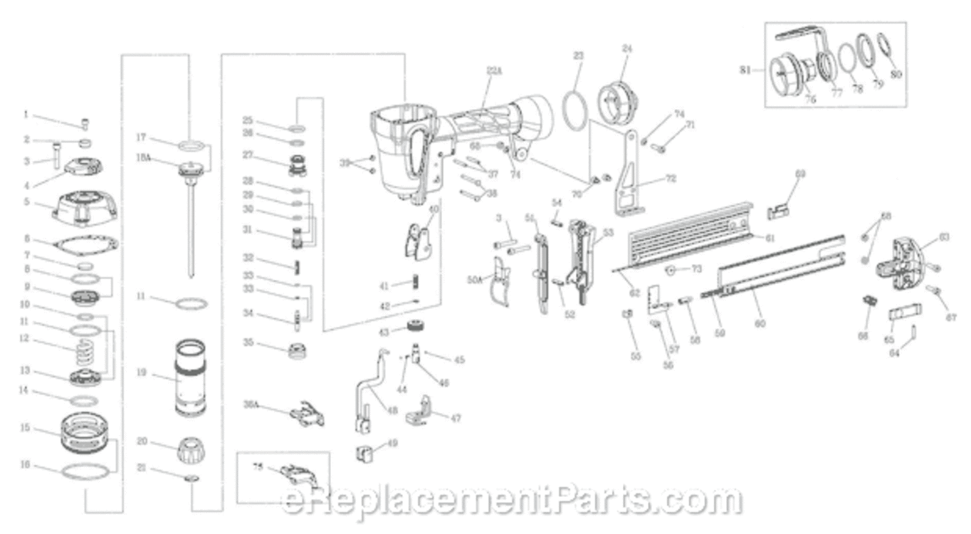 Page A Diagram and Parts List for GRTBN125  Grip-Rite Nailer