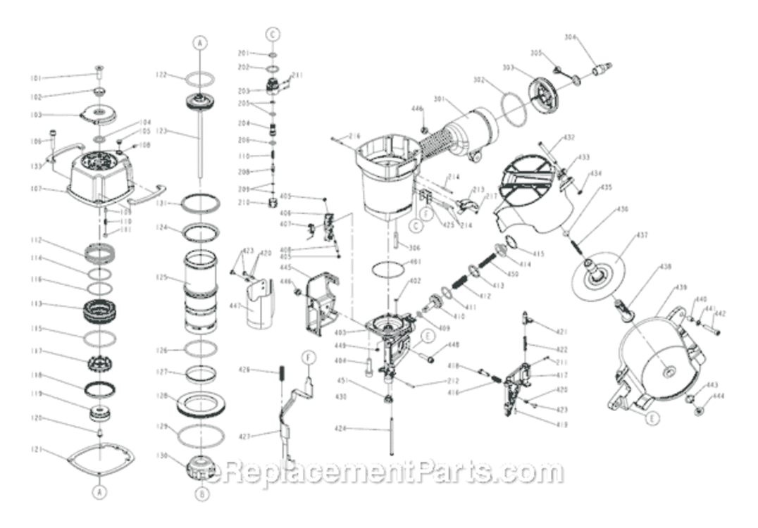 Page A Diagram and Parts List for GRTCN90P  Grip-Rite Nailer