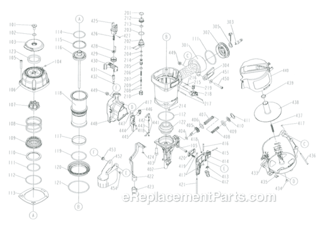 Page A Diagram and Parts List for GRTCN90  Grip-Rite Nailer