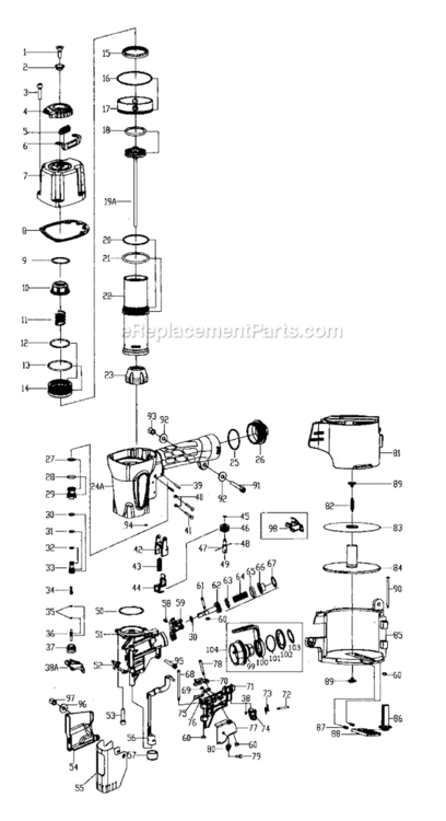 Page A Diagram and Parts List for GRTCS250  Grip-Rite Nailer