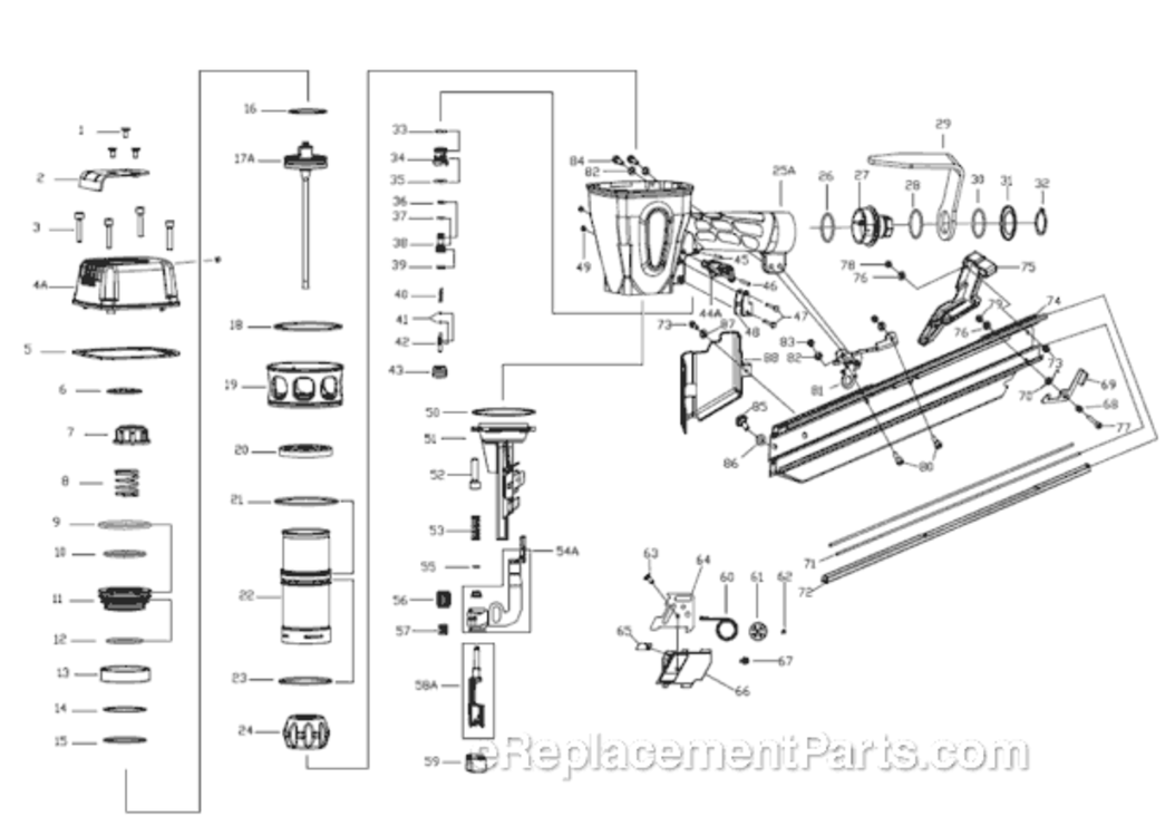Page A Diagram and Parts List for GRTFC83  Grip-Rite Nailer