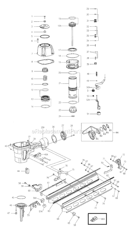 Page A Diagram and Parts List for GRTRH350  Grip-Rite Nailer