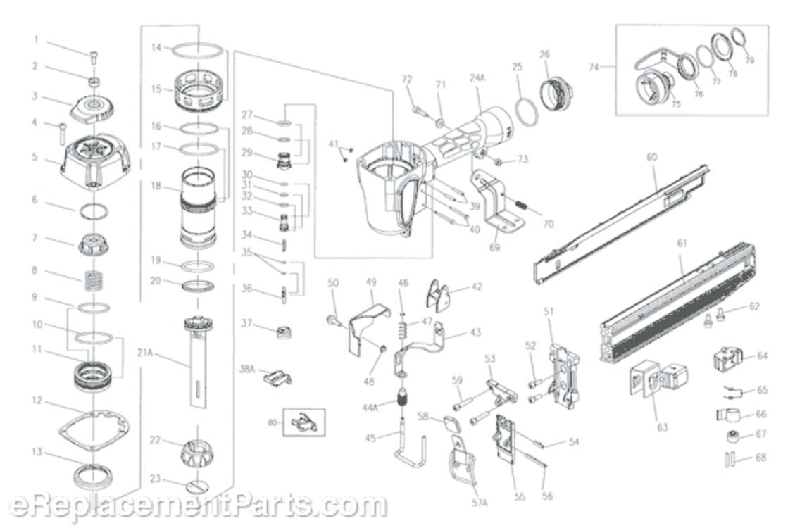 Page A Diagram and Parts List for GRTS1516  Grip-Rite Nailer