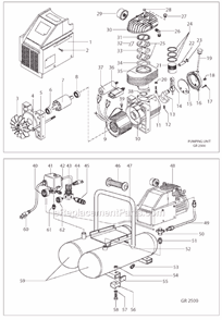 Page A Diagram and Parts List for GR2500  Grip-Rite Compressor