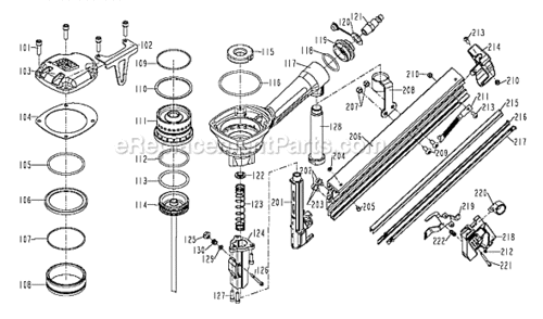Page A Diagram and Parts List for GR250A  Grip-Rite Nailer