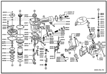 Page A Diagram and Parts List for GRPCR200  Grip-Rite Nailer