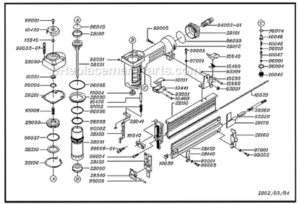 Page A Diagram and Parts List for GRPFB200  Grip-Rite Nailer