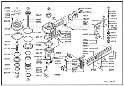 Page A Diagram and Parts List for GRPSI200  Grip-Rite Nailer