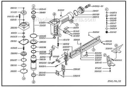 Page A Diagram and Parts List for GRPSN125  Grip-Rite Nailer